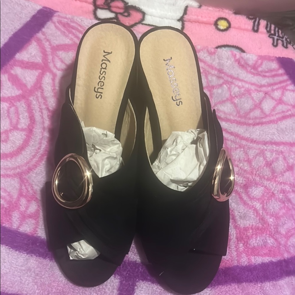 Black Women's Shoes with Gold Accent